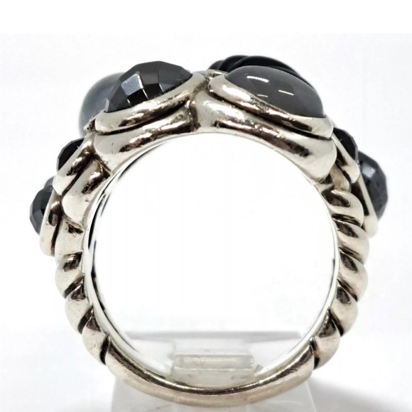 David Yurman Heavy Multistone Diamond Mosaic Sterling Silver Cocktail Ring 8.75 - Picture 4 of 10
